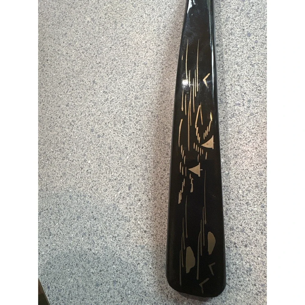 Vintage Japanese‎ Black Lacquerware Salad Serving Spoon Fork Set Nautical Gold